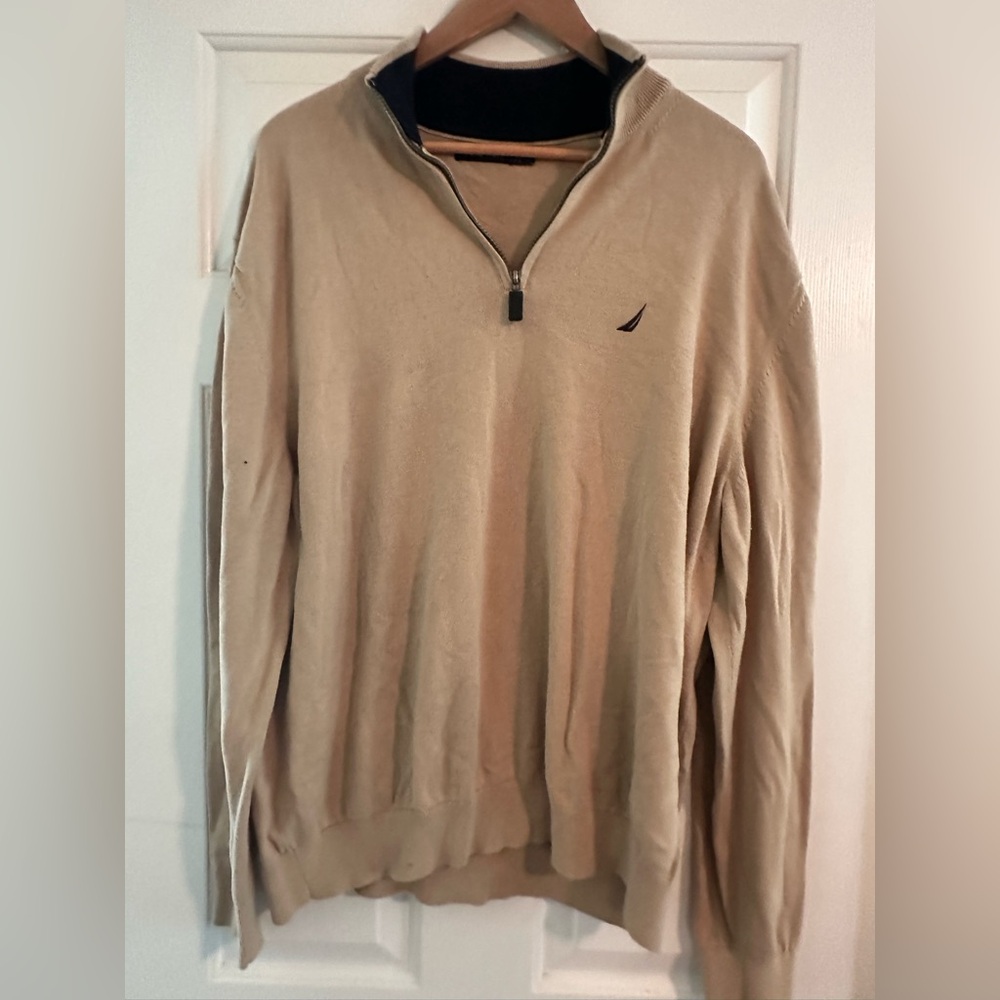 Nautica Men's Beige Zip-Up Sweater